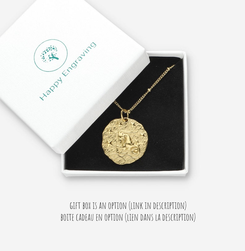 Gold Zodiac Necklace, Birthday Gift, Hammered Coin, Horoscope Necklace, Celestial Jewelry, Dainty Zodiac Jewelry, Layering Necklace image 10