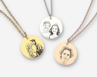 Collier gravé photo personnalisé, pendentif portrait personnalisé, cadeaux personnalisés, cadeau de Noël