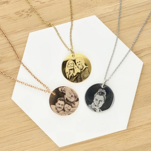 Real Picture Necklace in Gold Silver Rose Gold , Custom Portrait Necklace