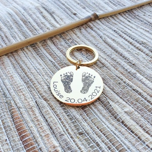 Actual Foot Print Keychain With Name, Custom Hand Print Keyrings, Mother&#39;s Day Jewelry Gift