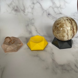 2.75 inch floral and sparkly resin sphere stands, sphere holders for large crystal spheres and crystal balls or ring holder