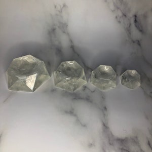 Selenite sphere stands and holder made with clear resin and real selenite chunks for crystal balls and spheres