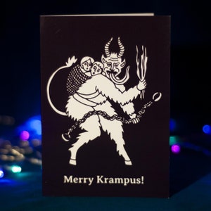 Merry Krampus Card / A6 Folded Card / carte de vœux / carte postale / carte-cadeau / impression d’art / souhaits d’hiver