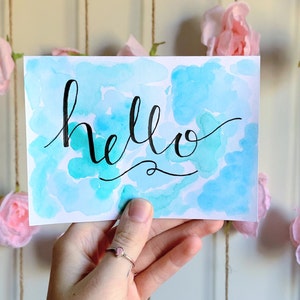 Tarjeta de felicitación de caligrafía de acuarela personalizada hecha a mano