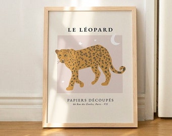Leopard Printable, Boho Big Cat Print, Leopard Trendy Art, Matisse Style Art Print, Minimalist Art Print, Printable French Leopard Art Print