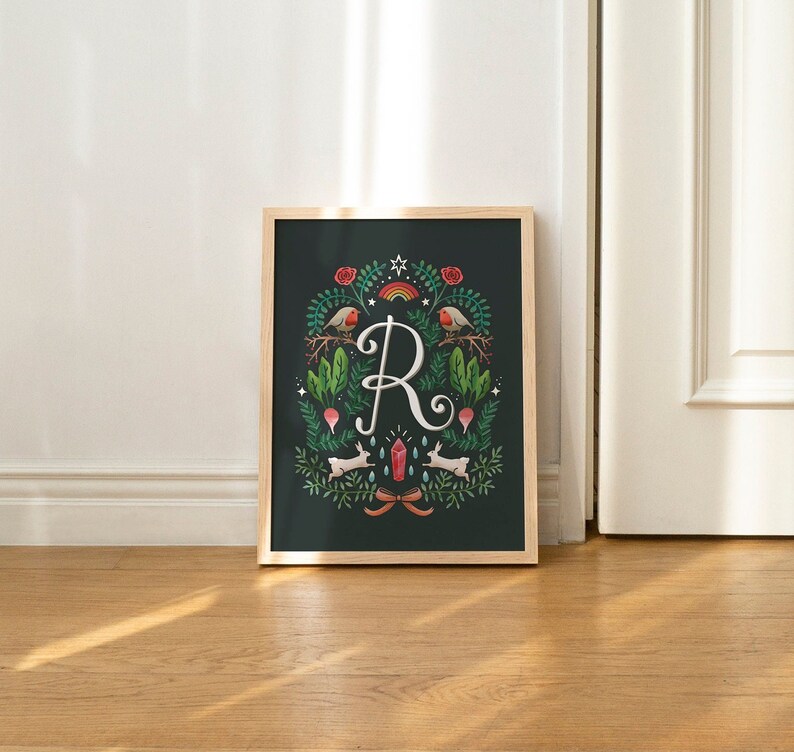 Letter R Print Letter R Wall Decor Letter R Monogram Art Etsy UK