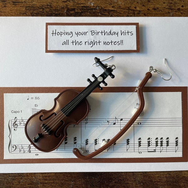 Violin and Bow Birthday card musician orchestra band player music violinist