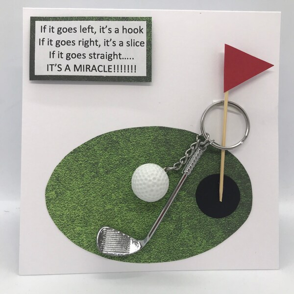 Funny Golf card with removable golf keyring golfing golfer