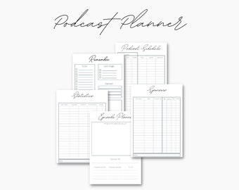 Podcast Planner Printable and Fillable PDF