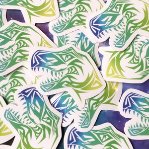 Trex Sticker | 3.2x2.8” Vinyl Decal Stickers, Cool Dinosaur, Gradient, Laptop Decal, Tyrannosaurus Rex