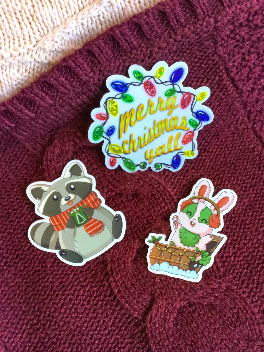 3pcs Christmas Sticker Pack | Glossy Glitter Decal Sticker, Christmas ...