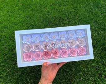 Custom Full Floral Shadow Box | Hand Rolled Paper Flowers | Personalized Gift for Birthdays, Mother's Day, Anniversaries & More