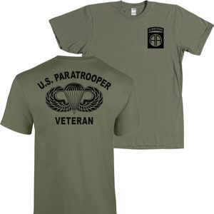 82nd Airborne Army Paratrooper Veteran Jump Wings Blacked Out T Shirt