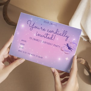Customizable Fairy Birthday Invitation Canva Template