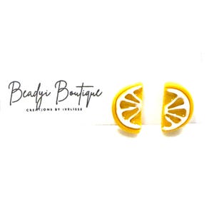 Lemon Earrings, Polymer Clay Lemon Stud Earrings, Summer Fruit Jewelry, Summer Earrings, Gift for Her, Ready to Ship