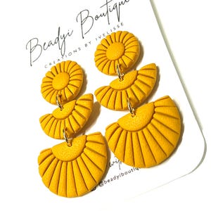 Handmade Yellow Polymer Clay Dangle Earrings: Lightweight Statement Jewelry
