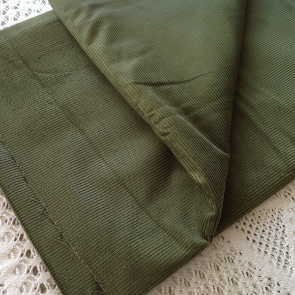 Corduroy Green Coupon of Fabrics Old Cotton Sewing Furnishings