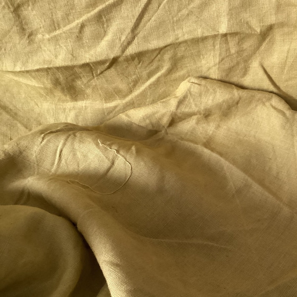 Grande Toile en Lin Coupon de Tissus Ancien Antique Français Ameublement Couture Décoration Jaune Moutarde