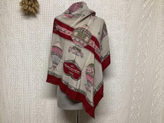 Foulard en Soie Vintage Montgolfières 1793 Multicolore