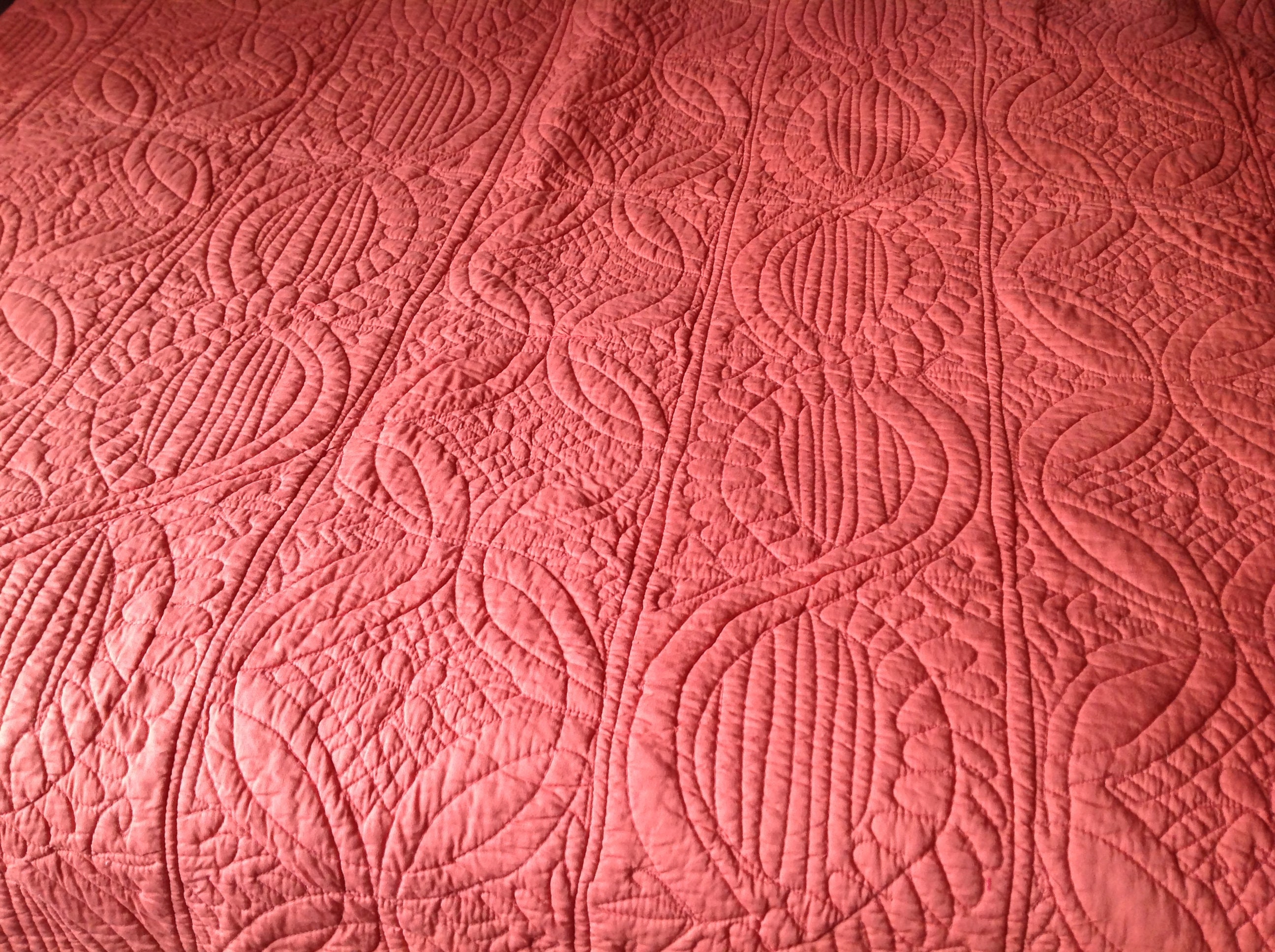 Couvre Lit Dessus de Vintage en Coton Orange Boutis Becquet