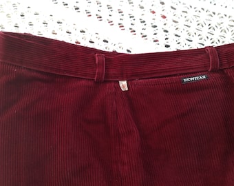 Vintage Corduroy Trousers Size 48 Burgundy NewJean Trousers Made in France