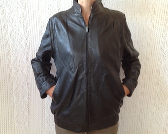 Jacket Vintage Leather Jacket Size 36 Mixed Jacket In Black Leather
