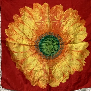Gap Petit Foulard Gavroche Vintage Grosse Fleur de Marguerite Jaune