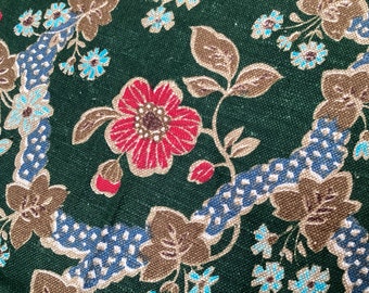 Chute Ancien Coupon de Tissus Lin Rio Motif Floral Loisir Créatif Projet Artistique Coupon d'Ameublement Grand Teint Lavable Paris