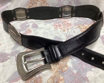Fossil Vintage Brown Genuine Leather Chunky Silver Buckle  display picture 1