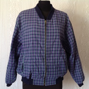 Giacca Giacca Reversibile Vintage Taglia M Giacca a Righe Giacca Tela Giacca Tartan