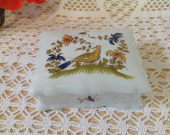Caja de dulces de porcelana francesa antigua, caja de joyería, porcelana de Limoges, Francia