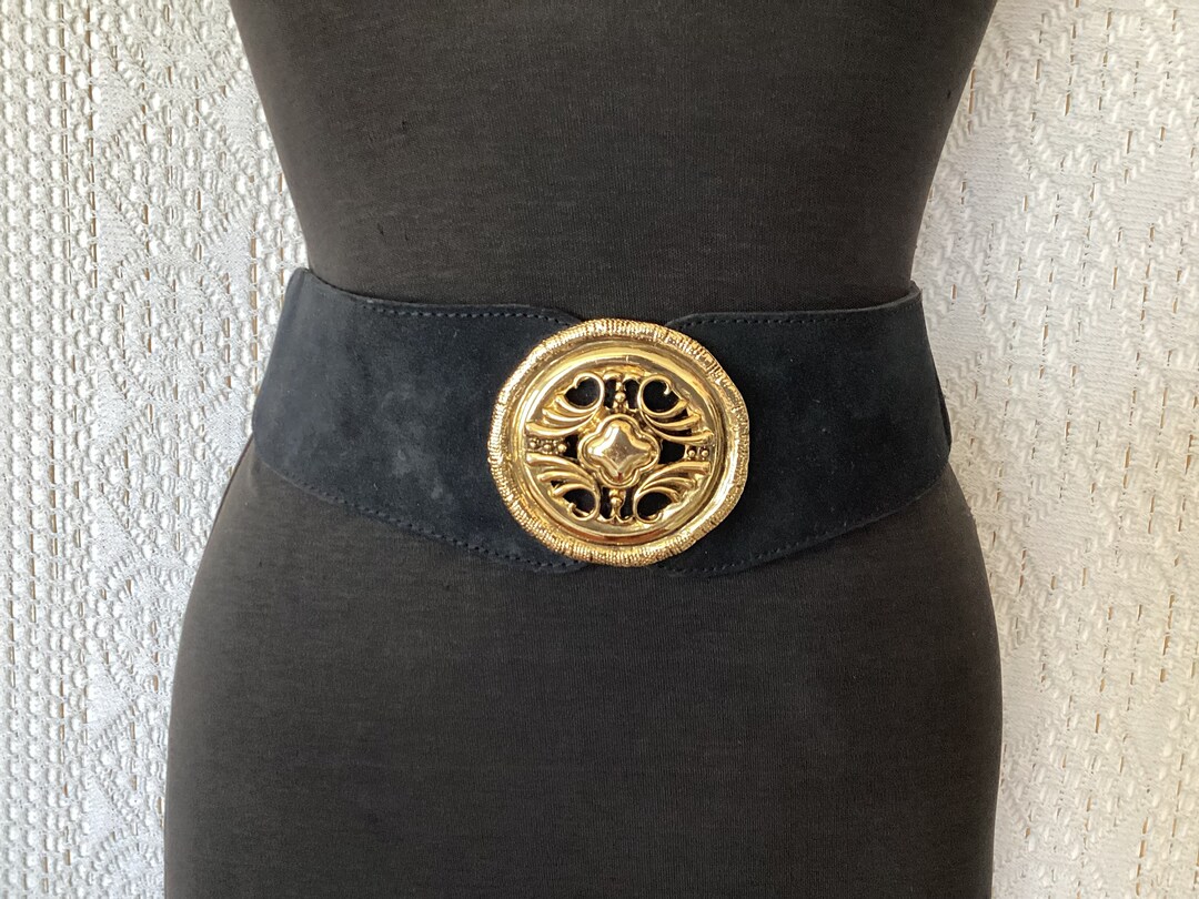 PROMOD‎ Vintage Woman’s Made In France Brown Split Leather Cowhide Belt Size 34” Vintage Cowhide Split Belt and Elastic Leather Belt for  main image 4