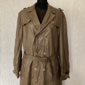 Le Buffle Trench en Cuir Vintage Taille 38/40 Made In France Manteau en Cuir Croisé