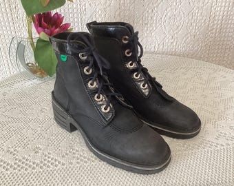 Kickers Bottines en Cuir Vintage Pointure 39 Chaussures Montantes à Lacets Gros Talon