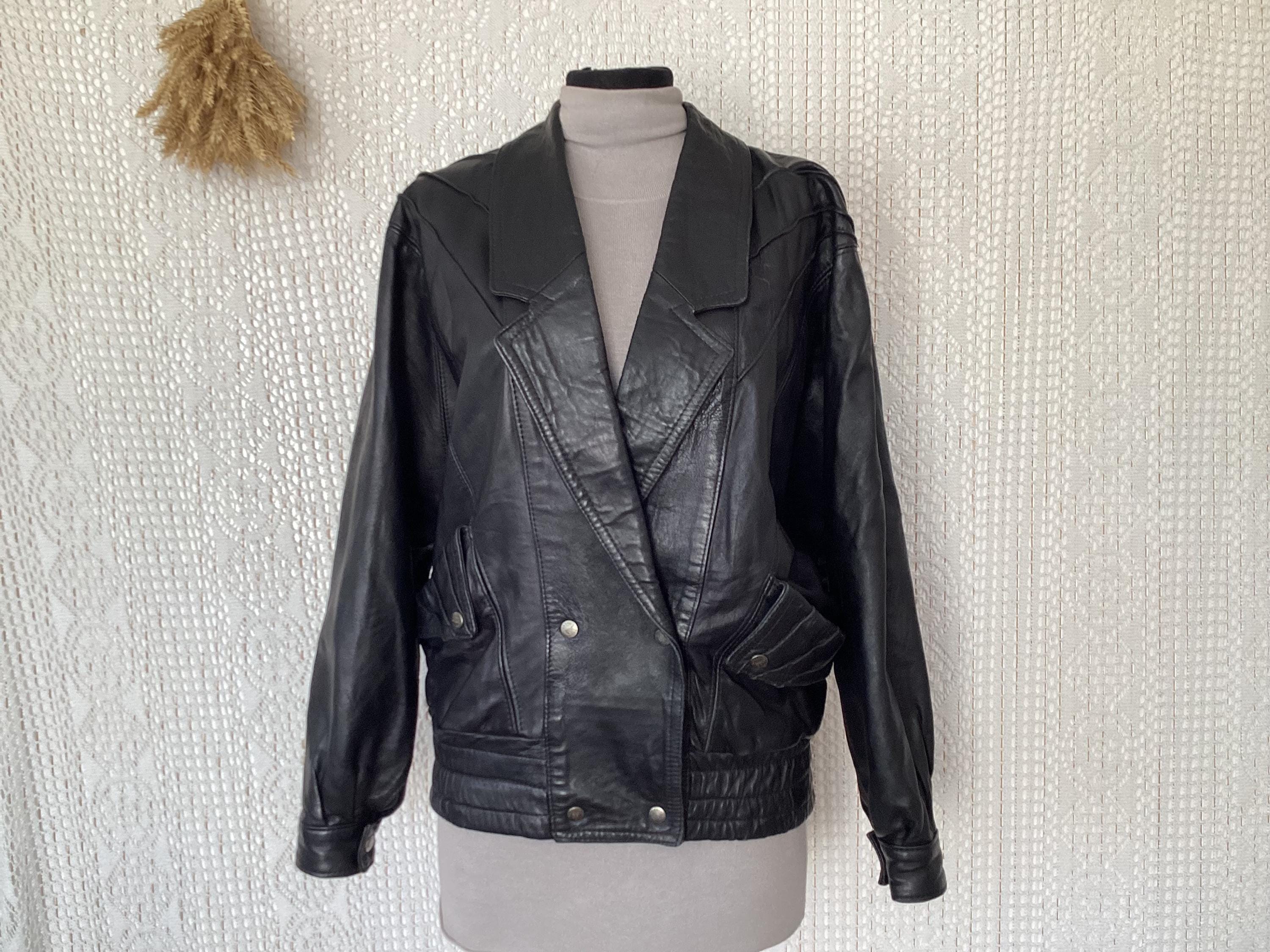 Jordan'g Paris Vintage Rustic Leather Double-breasted Jacket, Size