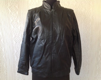 Jacket Vintage Leather Jacket Size 36 Mixed Jacket in Black