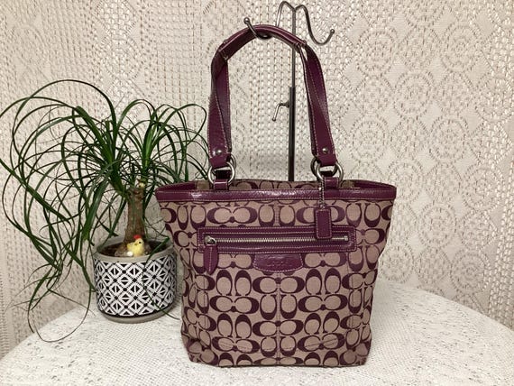 バッグ COACH Penelope Leather Tote Bag Purple Coach Penelope Tote | eBay