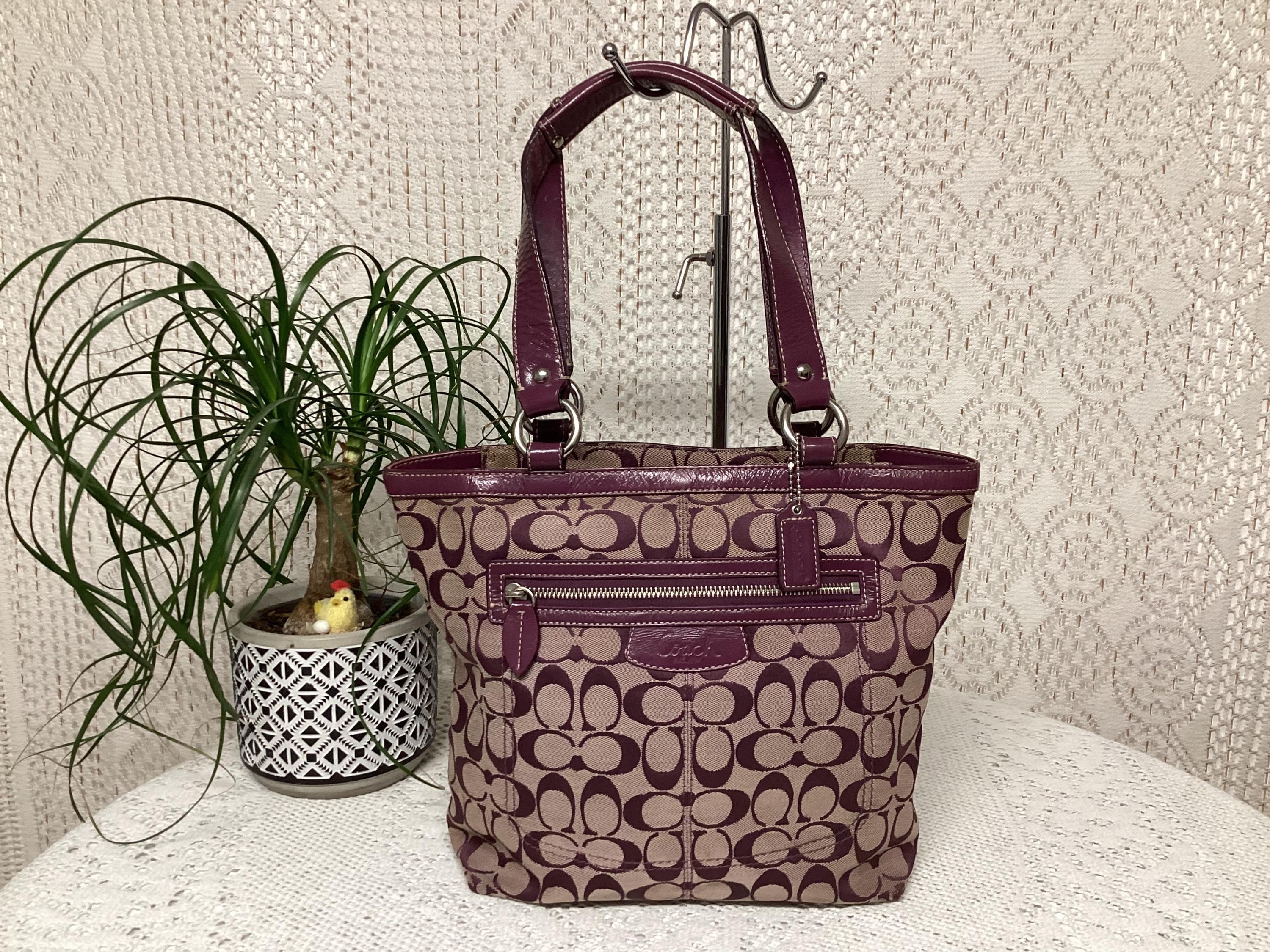 バッグ COACH Penelope Leather Tote Bag Purple Coach penelope signature purple - Gem