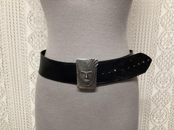 Schuchand & Friese Ceinture en Cuir Noir Vintage Natur Rindleder Taille Unique Ceinture Boucle Masque Ges Gesch