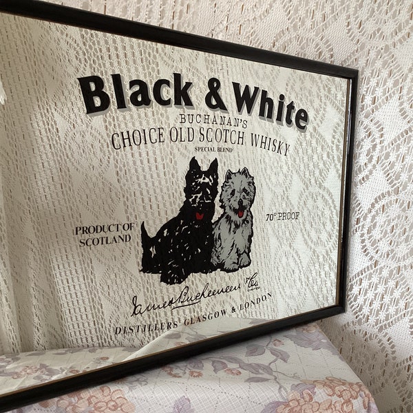 Black & White Miroir Tableau Publicitaire Buchanan’s Choice Old Scotch Whisky Décoration Bar Bistrot