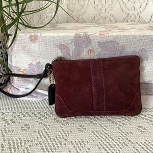 Coach Bolso pequeño vintage de piel de ante minimalista Bolso de mujer Coach Marrón-Púrpura