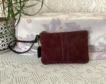 Coach Small Vintage Suede Leather Pouch Minimalist Bag Women Coach Brown-Purple