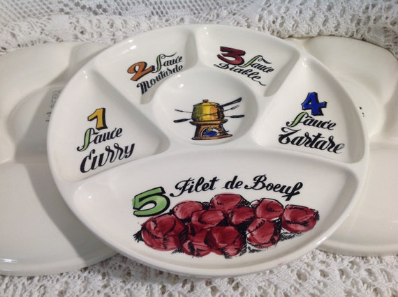 Three Plates at Fondue Gien Vintage France -  Sweden