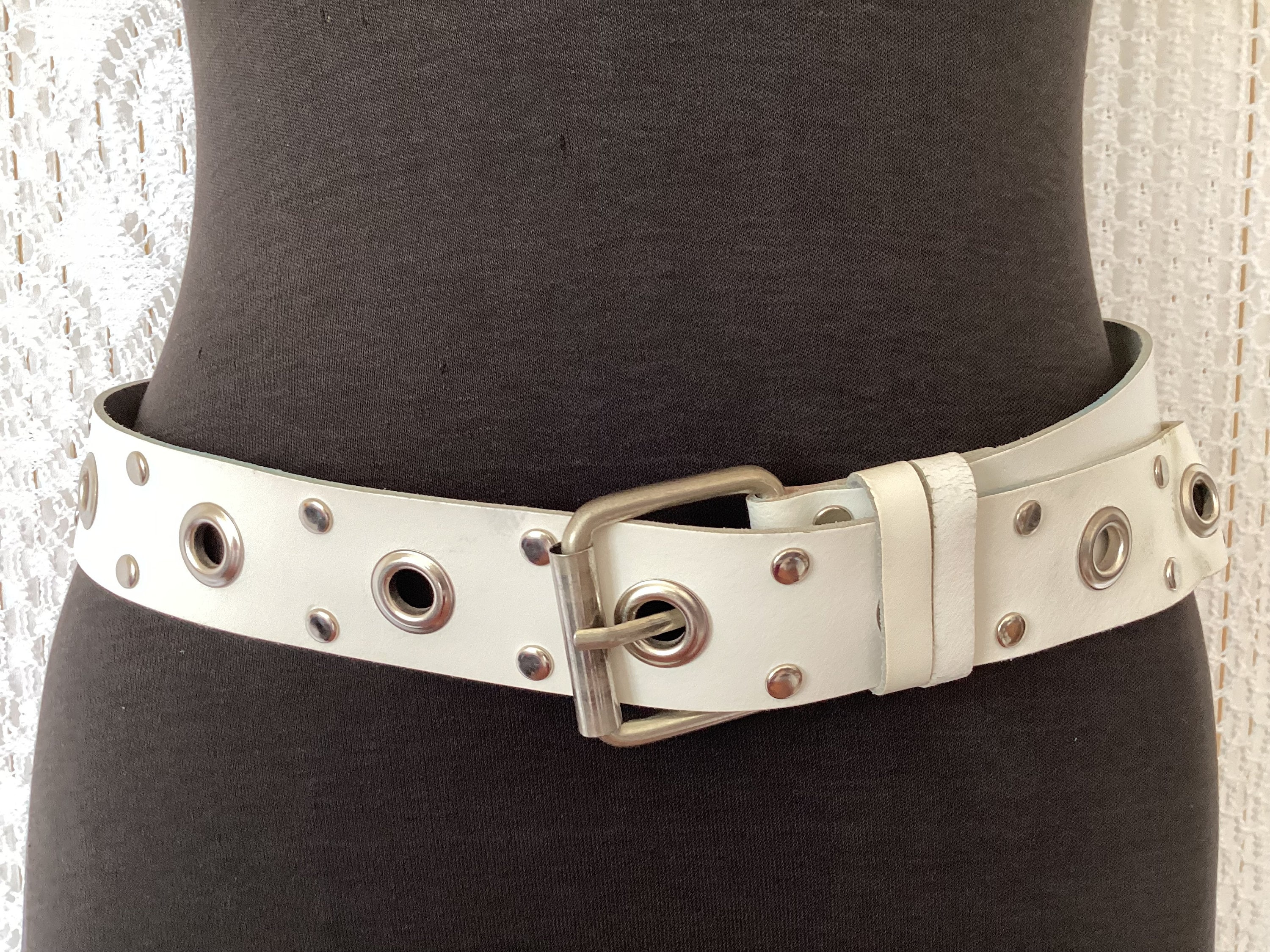 Grommet Belt - Black Antique Brass – Kim White Bags/Belts