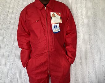 Kombinezon roboczy Sanfor Vintage, rozmiar 5 (56/58), odzież robocza/narożna DIY, wyprodukowany we Francji, czerwony, ogrodniczki