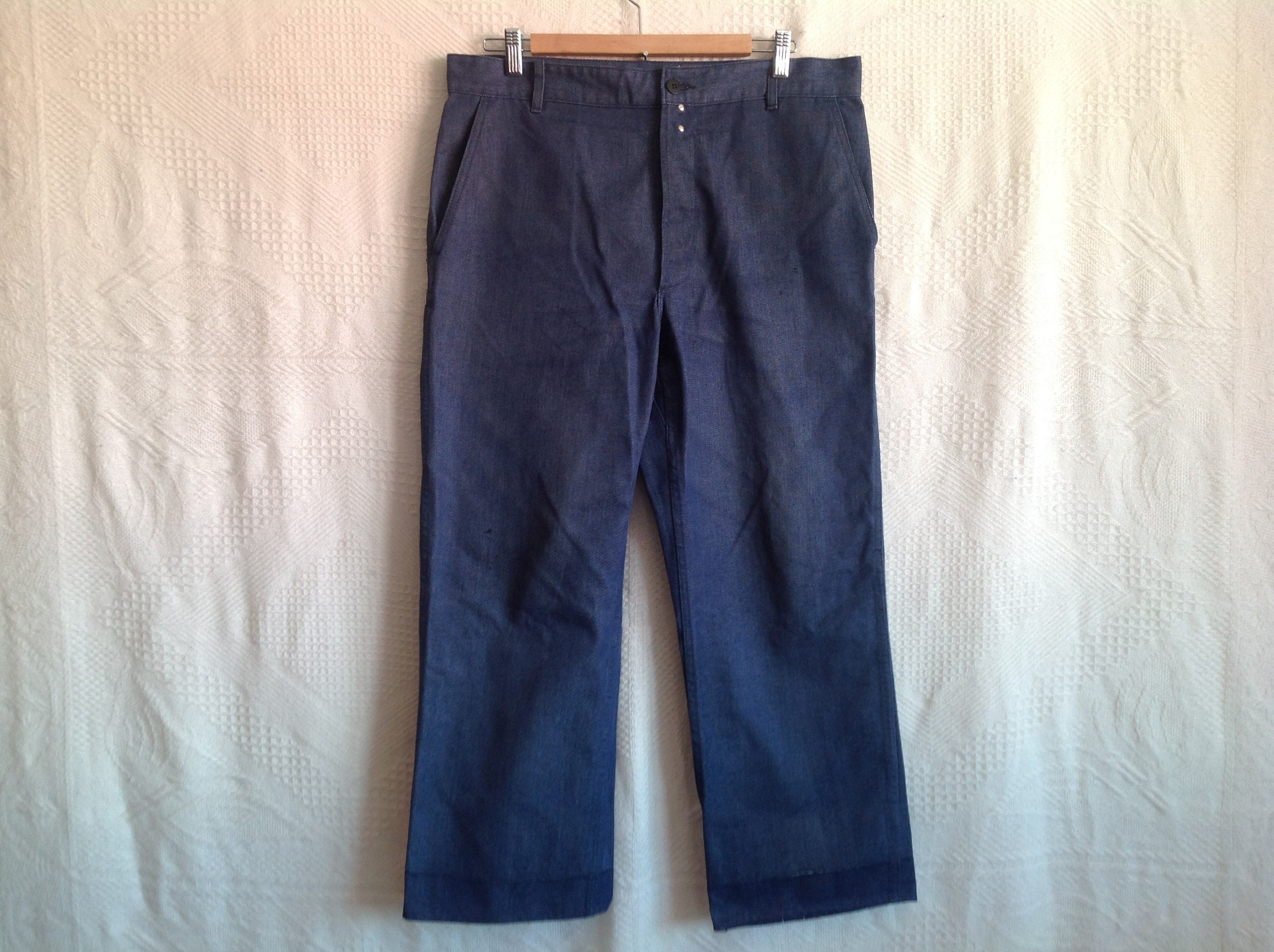 Buy Pants Blue Work Vintage Size 46 French DIY Work Clothing
