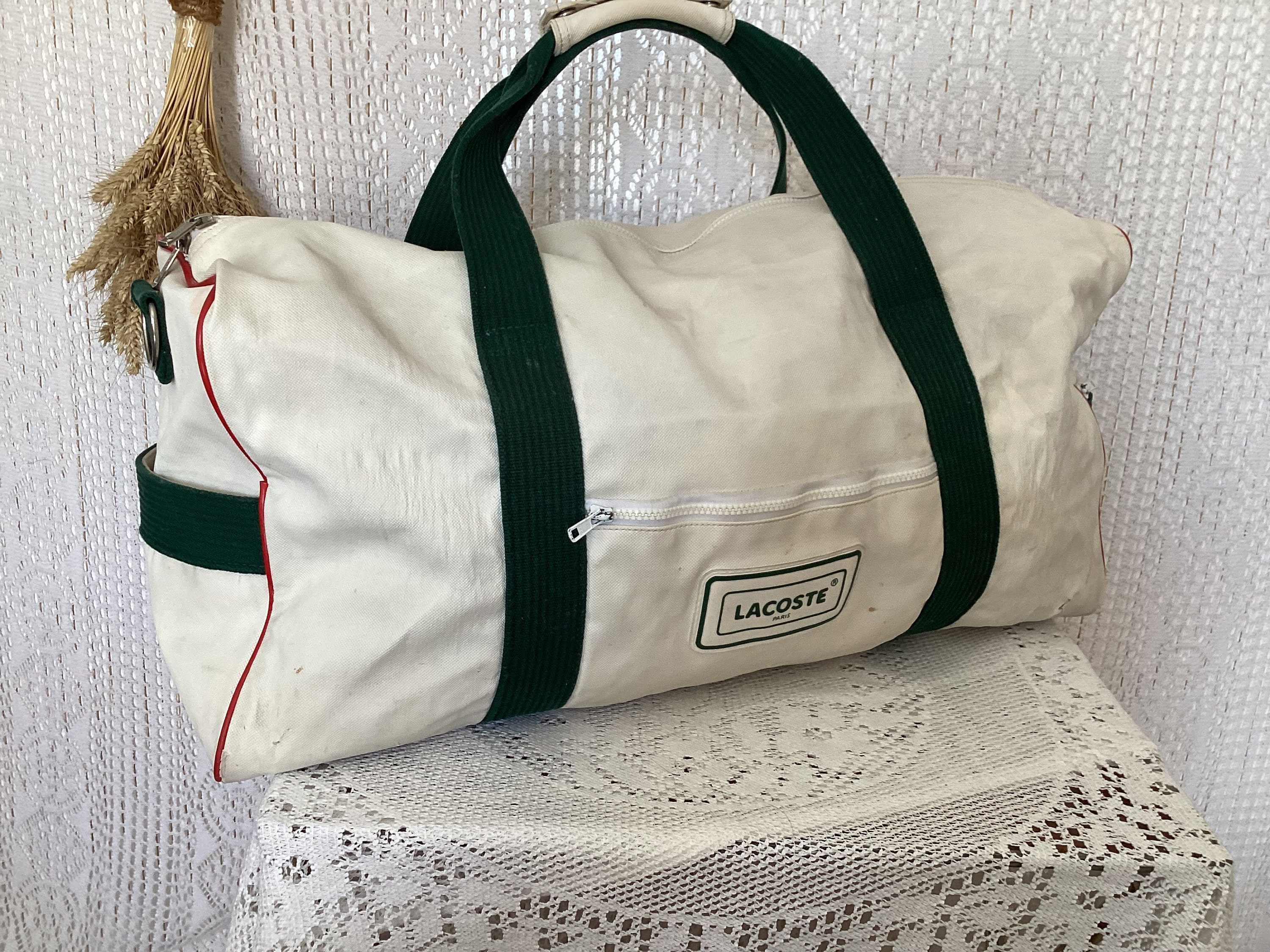 Lacoste Large Vintage Coated Nylon Weekend Bag Travel Bag - Etsy display picture 1
