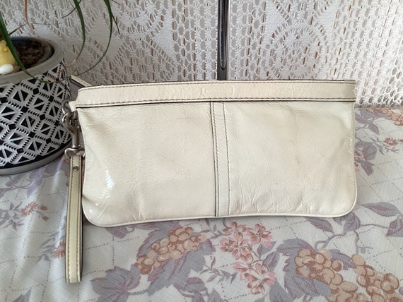 Pochette Vintage En Cuir Gris Clair - Chaîne Dorée, Très Bon État - Sac Main/Épaule Rétro