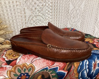 Cole Haan Country Mocassins Mules à Talon Vintage Pointure 7B (38) Chaussures en Cuir Marron
