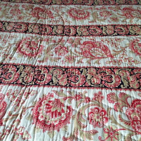 Old Bedspread Antique French Blanket Bedspread Fleece Sofa Throw Quilted Boutis Floral Fabric